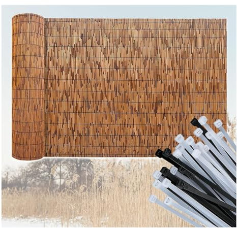 Valla de Privacidad con Estera de Caña, Valla Cañas de Jardin de 6x1/80x600/100x500/110x700cm, de 1,5/1,2 Rollo de Panel de Cerca for Techo, Pantalla de Privacidad para Balcón(B2,1.6x5 m 5.2x16.4 ft)