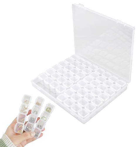 CALLYSONIC Scatola di smistamento a 56 scomparti, in plastica, trasparente, rimovibile, per piccoli oggetti, bracciali, fai da te, gioielli, artigianato, accessori per unghie