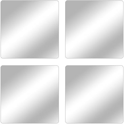 Rixotix 4 Pcs 20x20cm Self-Adhesive Acrylic Mirror Tiles, 2mm Thick Stick-On Mirror Stickers for Wall Decor - Bathroom, Bedroom, Living Room, Easy to Install, Shatter-Resistant
