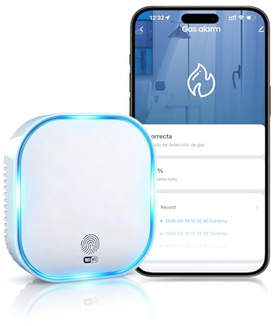 Rilevatore Gas WiFi da Presa secondo EN 50194, Allarme Gas Metano e GPL Plug-in con App Tuya Smart, Sensore Gas 2,4 GHz per Gas Naturale, Propano, Butano, Cucina, Casa, Camper
