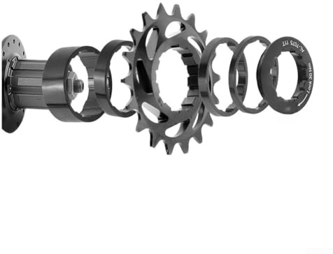 Pignon arrière de vélo à vitesse unique 16T 18T en alliage d'aluminium avec entretoises et anneau de verrouillage, pour conversion de vitesse fixe VTT, pignon à 16 dents (noir 18T)