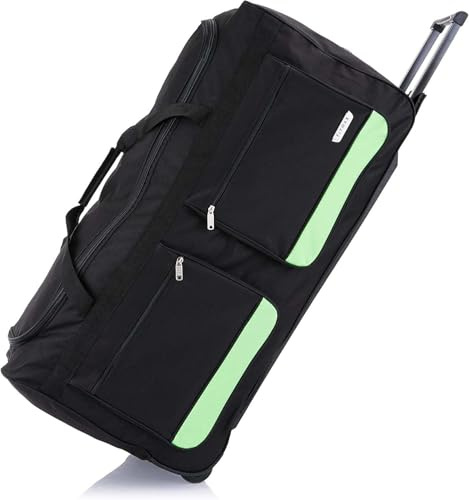 Flymax 40 XXL Extra Large Suitcase Lightweight Wheeled Duffle Bag Holdall Check in Luggage Travel Bag 3.9kg 185L Black