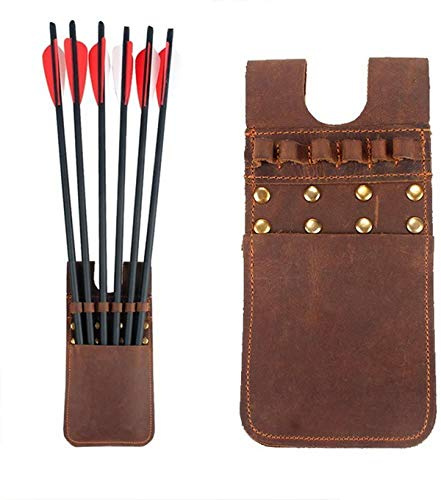 TentHome portable Arrow Bag Vintage Synthetic Leather Archery Quiver Hip Back Waist Belt Pouch Pocket 6 Arrow or 12 Arrows Holder (Brown6)