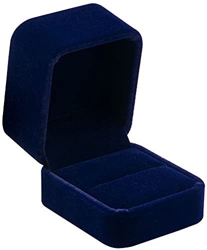 POKOFO Classic Velvet Engagement Ring Box Earring Jewelry Case Gift Box (Blue)