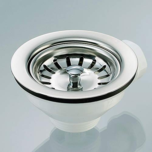 Valvola a cestello per lavello, 3 1/2 pollici, Ø 114 mm, in acciaio inox con attacco per dispositivi, cestello di scarico