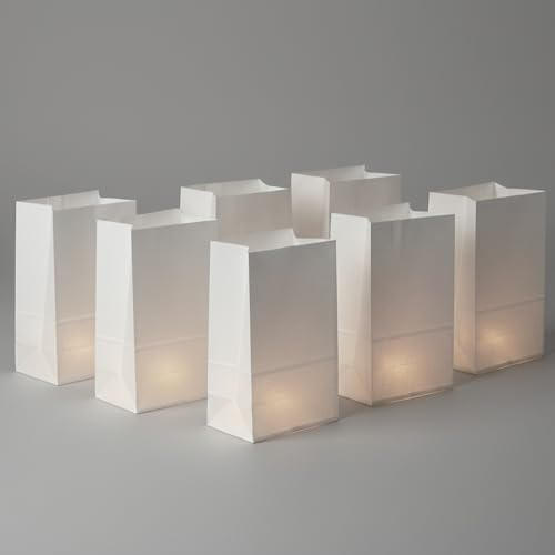 lightsfever Luminary Bags with LED Lights - 100 Pack Christmas Luminaries for Outdoors, Paper Luminaries for Holiday Yard Decor, Christmas Pathway Lighting Decorations