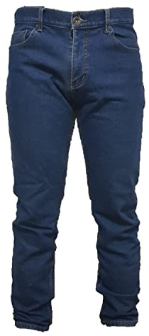 Jeans Uomo 5 Tasche Invernale Imbottito in Pile Caldo Foderato Elastico 46-60 Termico Chiaro a Vita Alta Denim (5 6, Denim)