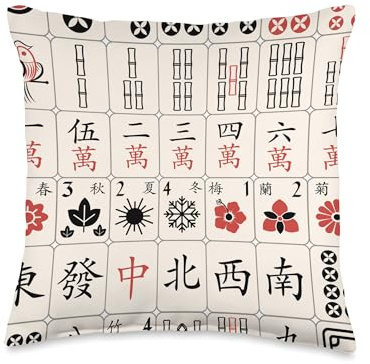Mahjong Chinese Game Tiles Throw Pillow