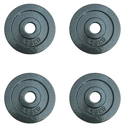 Chase Fitness 1.25kg Cast Iron Weight Plates 2.5-20kg For 1 Barbells and Dumbbells Weight Lifting Grip Plates (1.25kg x 4)
