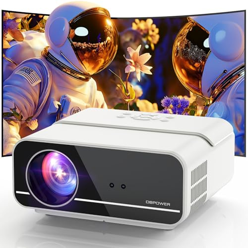 Projector DBPOWER 4K med 5G WiFi och tvåsidigt Bluetooth, 600ANSI FHD Native 1080P utomhusprojektor med 4P4D/PPT/Zoom, Mini hemprojektor kompatibel med TV-stick (Vit)