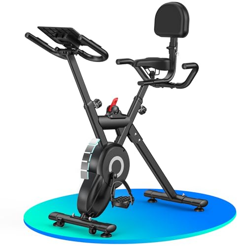 Bicicleta estática para el hogar – Ergómetro silencioso con 12 niveles de resistencia magnética y pantalla LCD, para personas de hasta 195 cm, con asiento y manillar ajustables