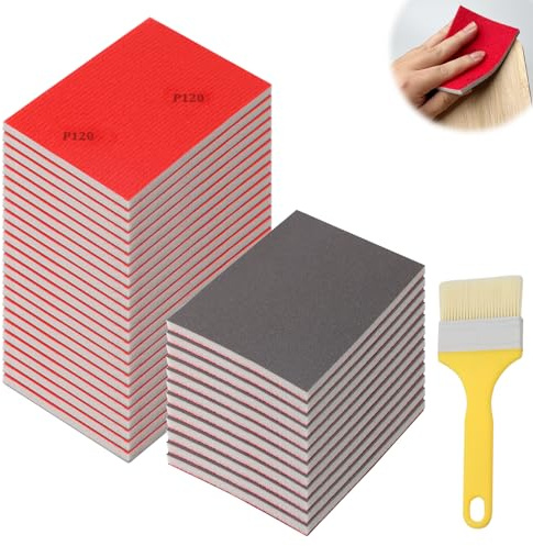 Hexizexi 36 Pièces Éponges à Poncer Grains P600 Papier Poncage Papier Abrasif Sec et Humide Flexibles Eponge Abrasive Convient pour Bois métal Peinture maquettes Meubles