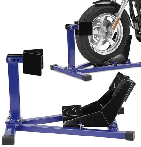 Eikuavons Motorrad Montageständer, Motorradwippe vorn Vorderradklemme Motorrad Ständer, Transportständer Vorderrad, Geeignet für 17-21 Zoll Reifen, Blau