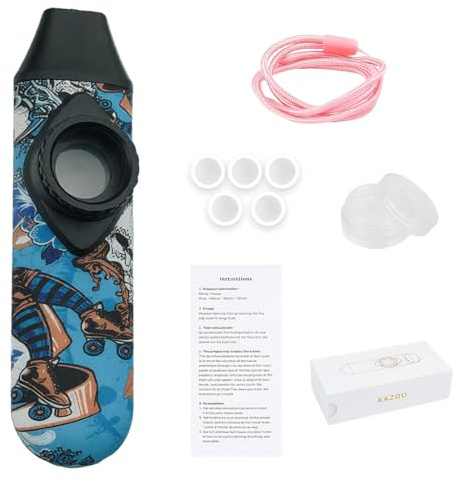 GXGM 1 Pièce Kazoo, Instruments pour Enfants et Adultes,Kazoo Instrument,Avec 5 Membranes+Lanyard,Convient Comme Cadeau d'anniversaire(Motif de Poulie)