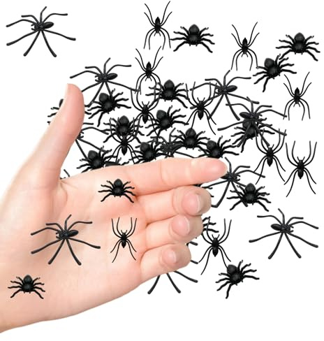 200 Stück Halloween Spinnen Deko, 3 Größen Gummispinne Für Spinnennetz Deko, Realistische Plastikspinnen Für Gruselige Party, Halloween Streich Und Narrentag Dekorationen