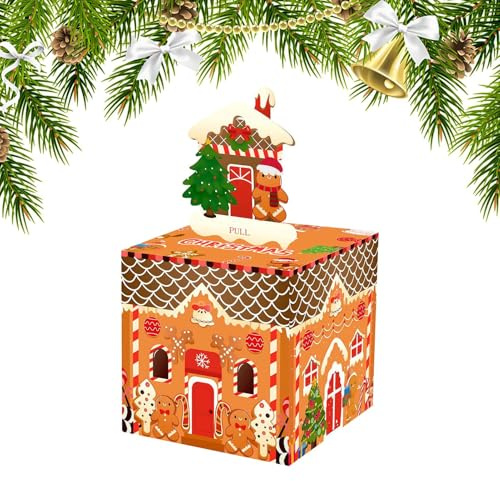 Salvadanaio natalizio – Dispenser estraibile con design casa di pan di riutilizzabile scatola regalo di carta | Regali creativi per contanti e biglietti di Natale per scambi di vacanze