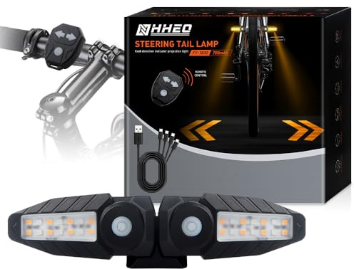 NHHEO Luce Posteriore Bici con Indicatore di Direzione Ultra Luminoso, 5 modalità-Allarme Acustico Wireless Fanale Posteriore Bicicletta 30 LED IPX4 Impermeabile Ricaricabile USB Luci Bici(2PCS)