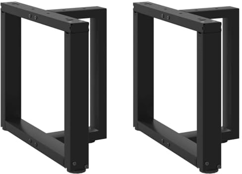 LoogCape Lot de 2 pieds de table basse en forme de T en acier revêtu par pulvérisation - Noir - 50 x 25 x 42 à 43 cm - Pieds de nivellement réglables en hauteur - Pour montage sur châssis