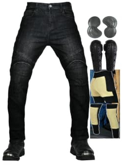 Skyddande motorcykelbyxor for män bepansrade bikerjeans | Med CE-pansarsystem, flexibel midja och förstärkt konstruktion for street Riding.