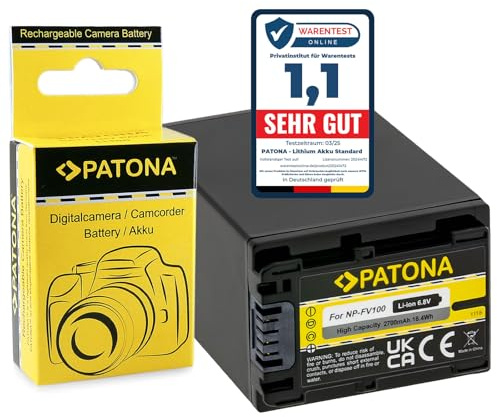 PATONA NP-FV100 Akku 2700mAh kompatibel mit Sony NP-FV90 NP-FV70 NP-FV50 NP-FV30 FDR-AX100E AXP33 DCR DVD92E 105E 110E 115E 150E 205E 305E 310E HC16E HDR CX105E CX106E NPFV100 FV100