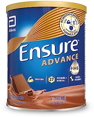 Ensure Advance Integratore Alimentare Proteico in Polvere, con 27 Vitamine e Minerali, Integratore Alimentare con Proteine, Calcio e HMB, Confezione 400g, Gusto Cioccolato