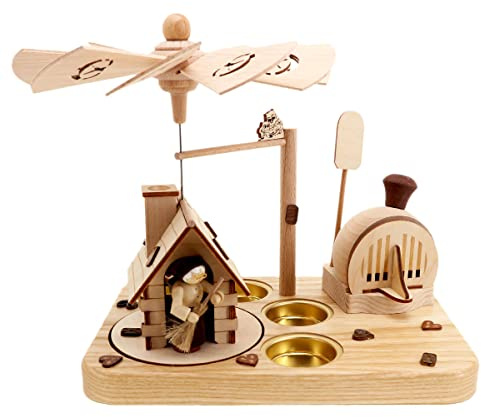 Rudolphs Schatzkiste Smoking Pyramid Hänsel and Gretel with tealight 18cm Table Pyramid Erzgebirge Wood