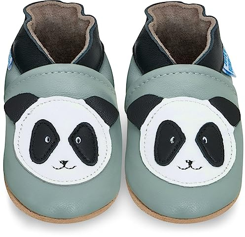 Scarpette Neonata - Scarpe Bambina Primi Passi in Morbida Pelle - Panda - 18-24 Mesi