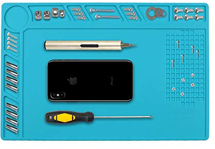 Hitzebeständige Lötmatte, 500 ℃ Hitzebeständige Mehrzweckarbeit Lötreparatur-Plattformauflage mit Linealschraubkerben zum Löten von Lötarbeiten