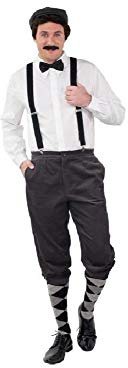 shoperama Pantalon en corduroy Knickerbocker de haute qualité, années 20 pour homme, Paper Boy, Oktoberfest, costume folklorique, accessoire de déguisement, gris, 46