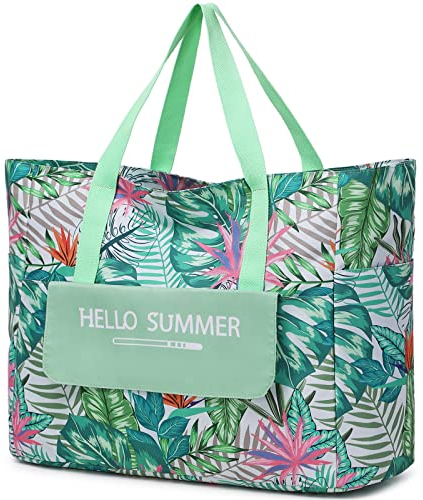 Myhozee Strandtasche xxl Familie Badetasche Damen Strandtasche mit Reißverschluss Sommer Beach Bag Tasche Wasserdichter Sanddichter für Pool Strandausflug Picknick Reisen