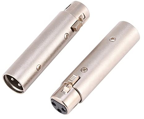 XLR Genre Changeur XLR Extender Alliage de Zinc Argenté 2 Pcs 3 Broches XLR Mâle à Femelle Prise pour Audio Microphone Mic Extension Adaptateur Connecteur
