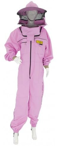 LYSON Imkeranzug mit Schleier, Bündchen an den Ärmeln und Beinen Imkeroverall Professionelle Imkerbekleidung mit abnehmbarem Hut, abnehmbarer Mütze Lilafarbe Grösse XXXL