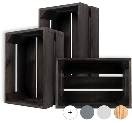 Creative DECO Caja de Madera Natural Decorativa Negra | 30 x 20 x 15 cm | Cesta de Madera Ideal para Almacenaje Regalo Decoración Bricolaje Manualidades | Documentos Juguetes Herramientas
