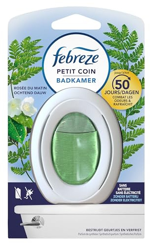 Febreze Petit Coin, Rosée du Matin Désodorisant WC En Continu Pour Élimination Et Prévention Des Odeurs 1 X, 50 jours