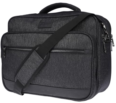 Christian Wippermann XXL Herren Umhängetasche Flugbegleiter Tasche Messenger Arbeitstasche 17 Zoll Laptoptasche Schwarz Schwarz