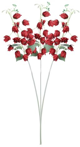 Marooma Konstgjorda Klockblommor med Lång Stjälk Fuskbukett för Alla årstider, Hembröllopskontor Bord Mittpunkt för Vas 3 St Verklighetstrogna Blommor Vår Sommar Dekor(#4)