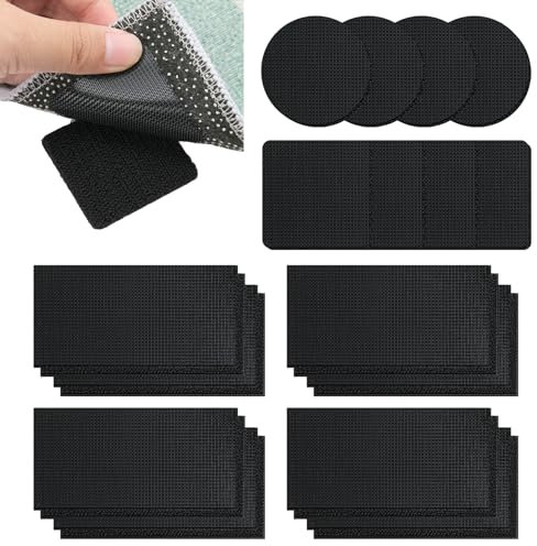 Rug Gripper for Carpeted Floor 16pairs Non Slip Rug Stickers Grippers from Rug to Carpet Stop Rug Slipping Washable Reusable Carpet Sticky Grips for Carpeted Floor Sofa Cushion Car Boot Liners