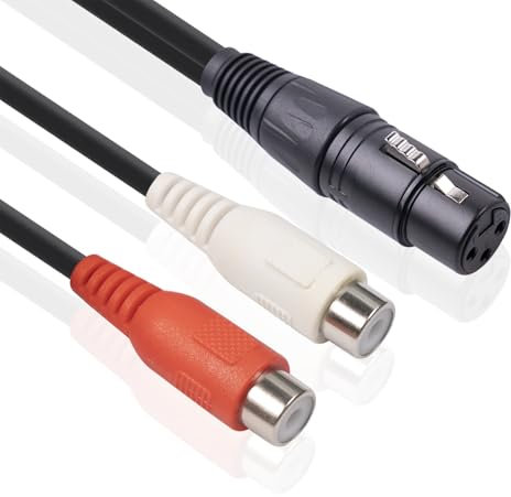 RIKYJIC Cavo adattatore audio XLR femmina a doppio RCA femmina, 0,2 metri, per console di mixaggio e amplificatore
