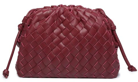 Huralona Elegante pochette in pelle vegana super morbida con motivo nuvoloso, pochette da donna, borsa da sera in poliuretano, borsa a mano, Tessuto vinacciato, s