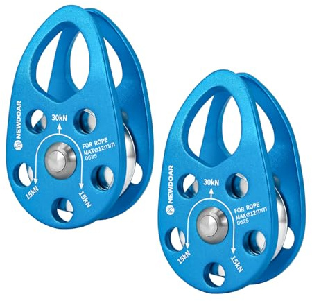 NewDoar Micro Mobile Pulley 30KN/6746lb Mobile Single Pulley Cheek Shaped for Max Rope 12mm Rope for Climbing, Rescue Lifting,Hitch Tending