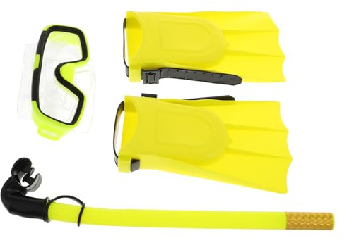 BUGUUYO Set de Plongée pour Garçon Fille avec Tuba Sec Masque Antibuée Transparent et Nageoires Équipement Étanche et Résistant pour Natation et Snorkeling Fille Garçon