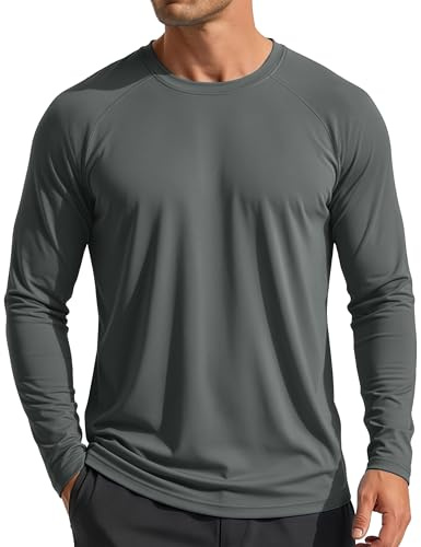MAGCOMSEN Men's Long Sleeve Running Sports Top UPF 50+ Sun UV Protection Shirts Quick Dry Lightweight Gym T-Shirt