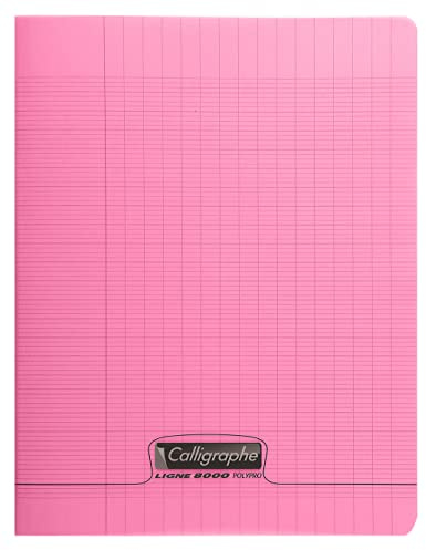 Calligraphe 18171C Un Cahier Agrafé Rose (une Marque de Clairefontaine) - 24x32 cm - 48 Pages Grands Carreaux - Papier Blanc 90 g - Couverture Polypro Transparent