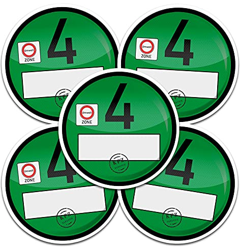 5 x Haftfolie Euro 4 Plakette für Windschutzscheibe Umweltplakette Feinstaubplakette Spaßplakette Fun Folie für Fahrzeug Auto Kfz Zubehör R020 (Euro 4, 5 Stück)