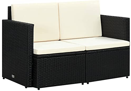 vidaXL Gartensofa 2-Sitzer Poly Rattan Lounge Gartenmöbel Sofa Gartenbank