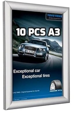 Displaysign Vorteilspack 10 x A4 Klapprahmen Plakatrahmen Posterrahmen Wechselrahmen Bilderrahmen Snap Frame Ladeneinrichtung Aluminium Rahmen mit Klicksystem