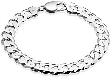 QUADRI - Elegante Armband Herren Silber 925 echt - Panzerarmband Herren Silber - Für Männer und Frauen - Breite 10mm - Länge 19 cm - Italien Armband Made in Italy