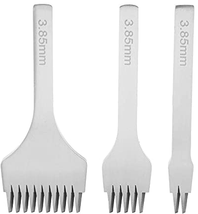 Juego de herramientas de punzón de acero blanco 2/5/10, perforadoras de cuero para manualidades, juego de cinceles de costura para cordones, perforadora de dientes para manualidades en cuero(3.85mm)