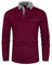 GHYUGR Men's Polo Shirt Long Sleeve Contrasting Plaid Splice Golf Tennis T-Shirt,Red,XL
