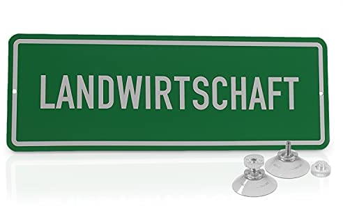 Betriebsausstattung24 Hinweisschild „Landwirtschaft“ - Aluminiumverbundplatte mit 2 Saugnäpfen Größe (BxH): 29,7 x 10,5 cm - Landwirtschaft - Autoschild - Hinweisschild Kraftfahrzeuge - KFZ